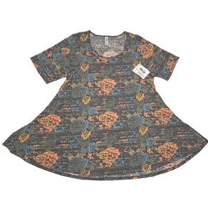 LuLaRoe Womens Top Size 2XL Perfect T Peach Floral Soft Cotton Blend XXL 2X NWT